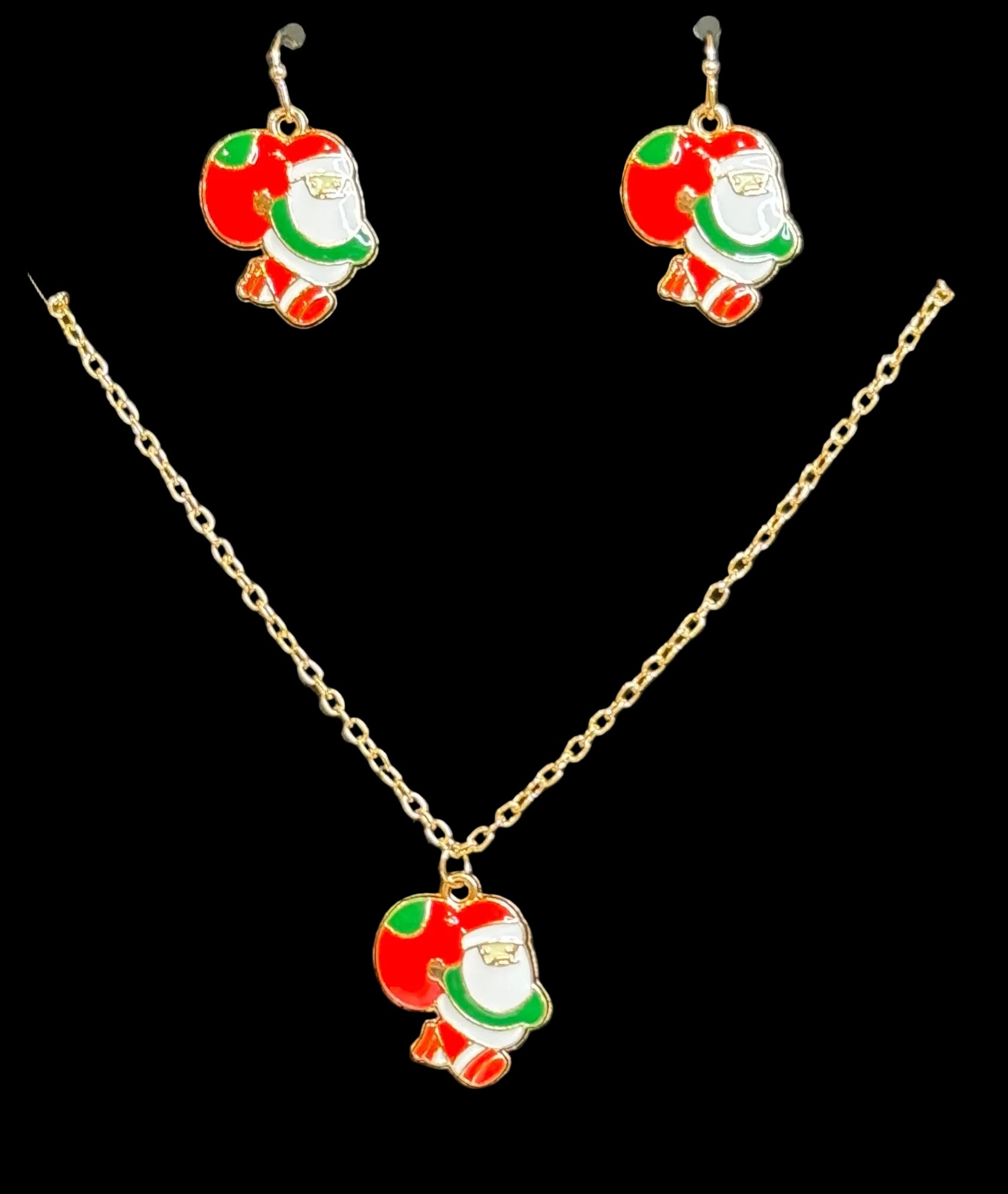 Santa Claus Necklace & Earring Set – Festive Holiday Jewelry