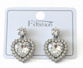 Earrings-Silver-Tone Crystal Heart Statement #V13