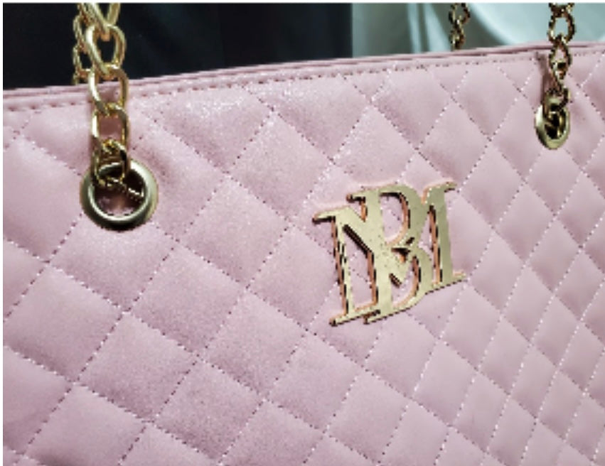 BADGLEY MISCHKA Pink Quilted Tote Bag.