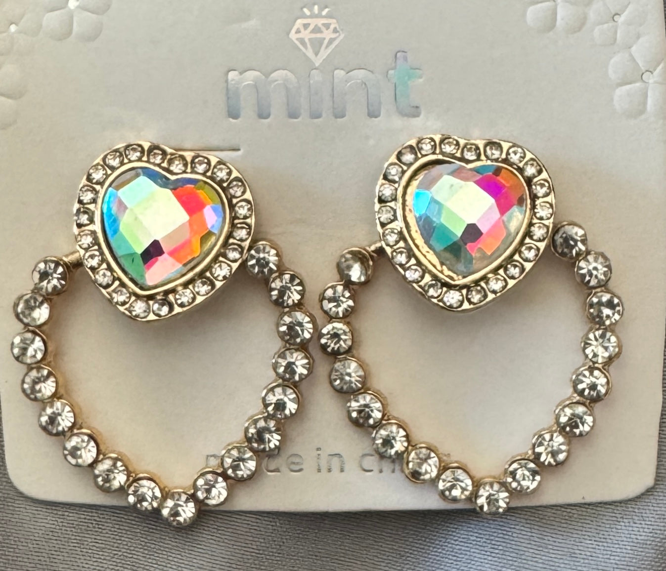 Earrings Vintage Heart Crystal Hoop – Multiple Colors