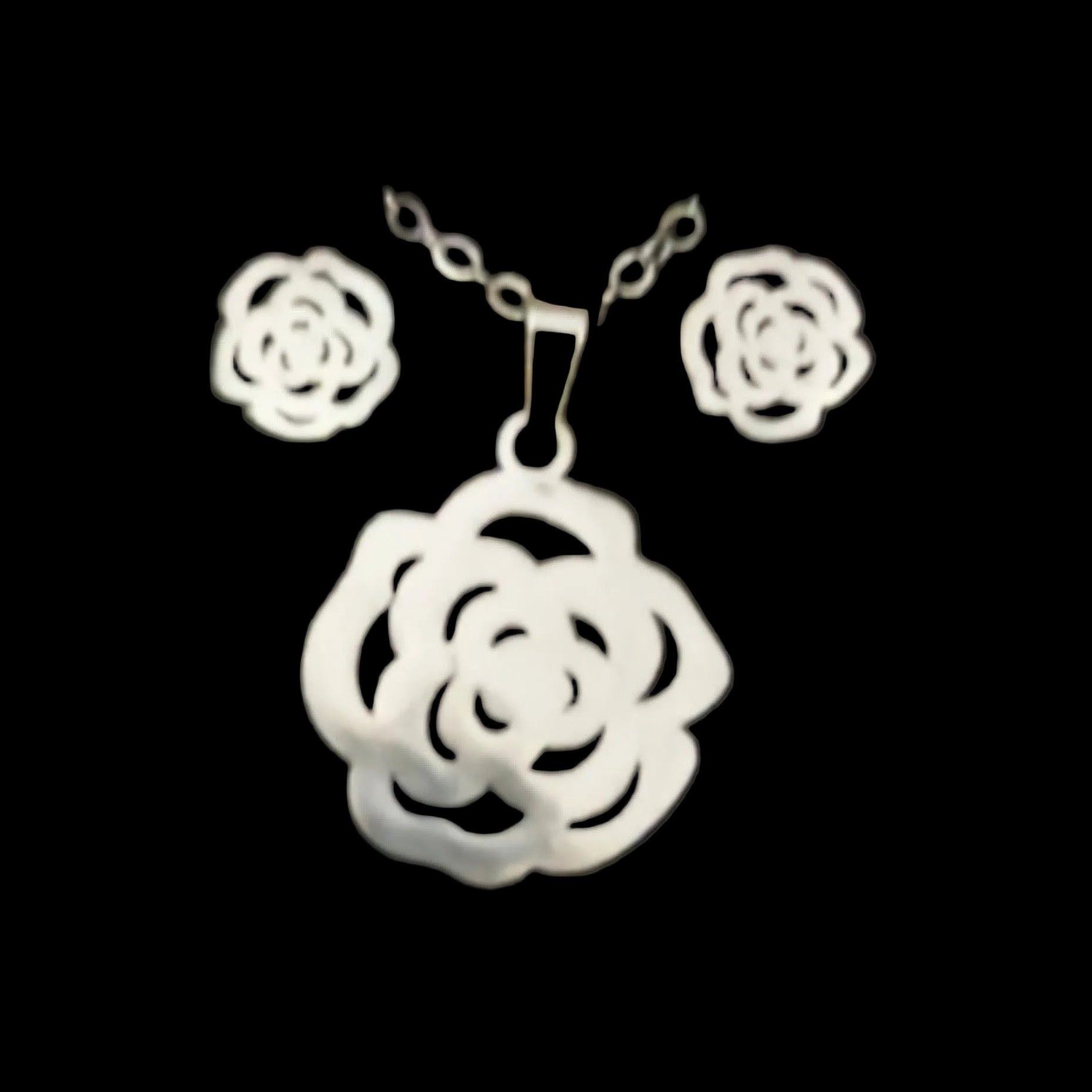 Jewelry Set-Stainless Steel Rose Necklace & Earring Set