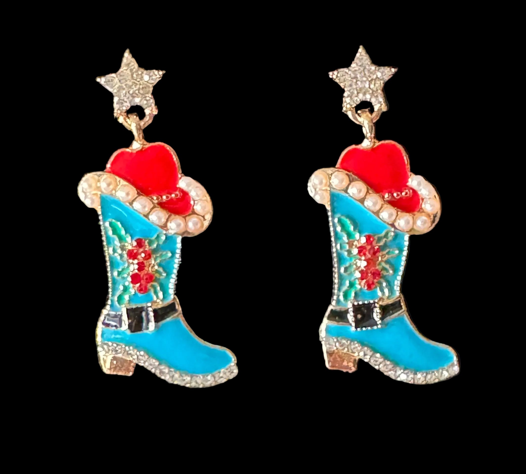 Western Santa Boot Drop Earrings #6