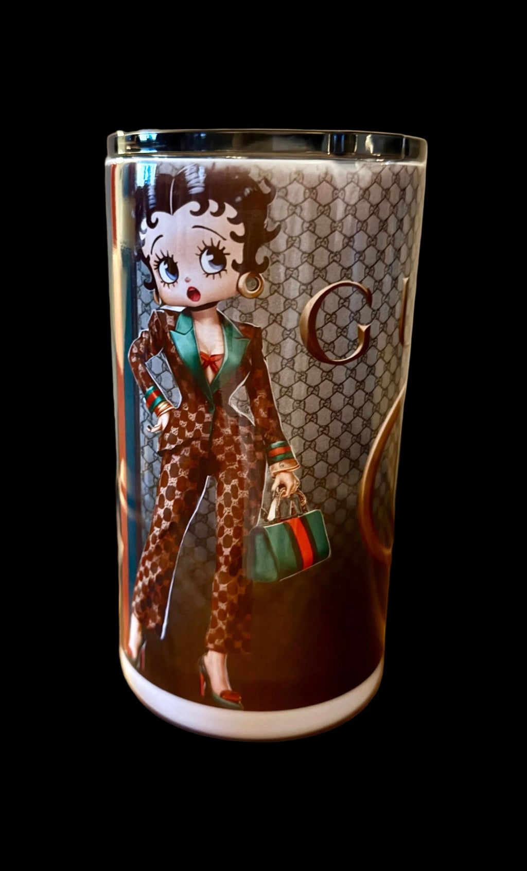 Fashionista Chic Character Tumbler – 20 oz (Luxury Pattern Edition)