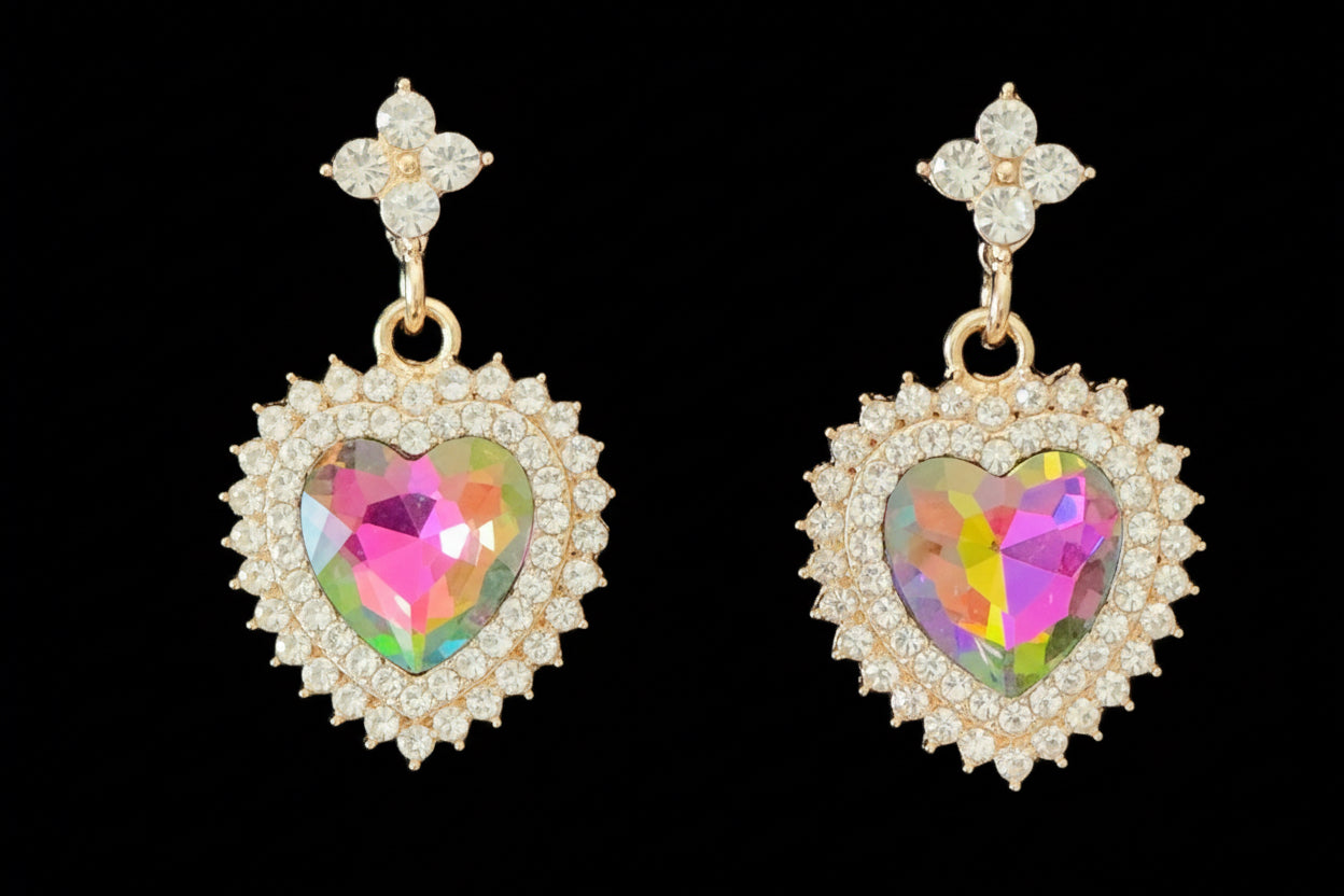 Earrings-Royal Heart Gemstone Drop – Multiple Colors