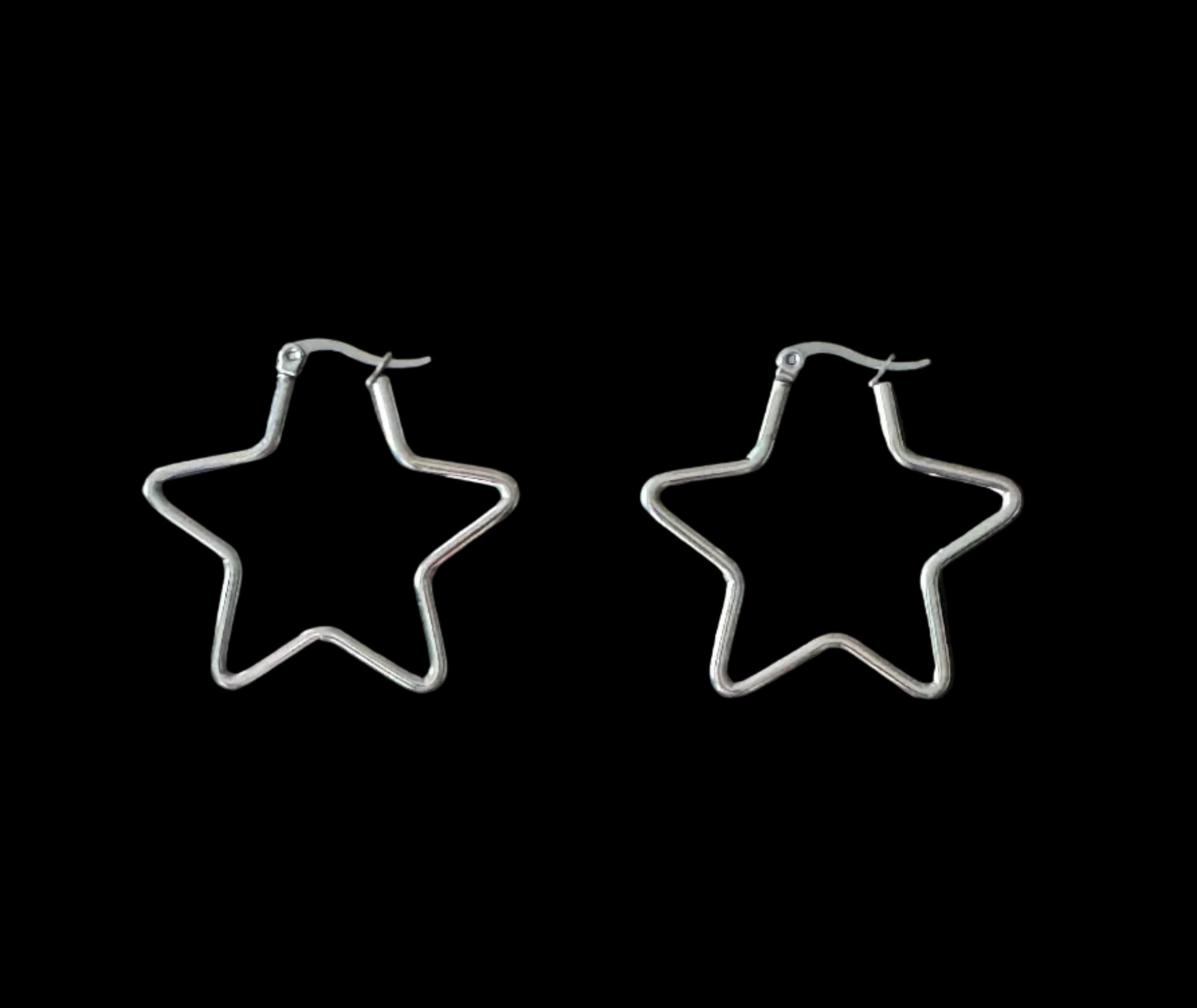 Stainless Steel Star Hoop Earrings #17