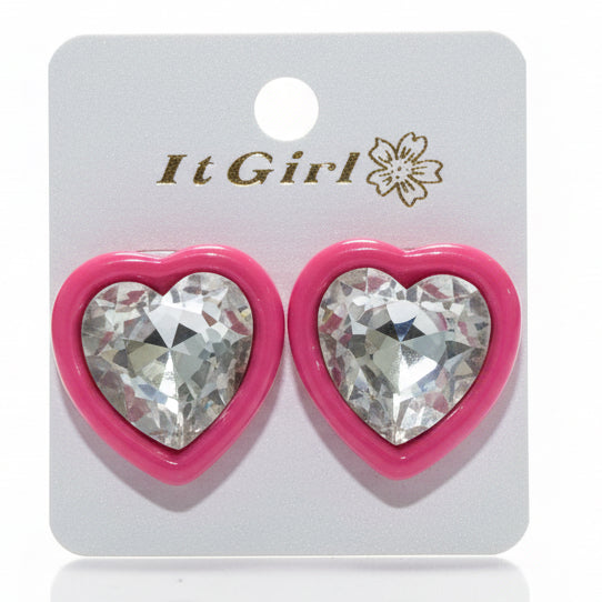 8-Earrings-Kawaii Heart Gem Stud Earrings