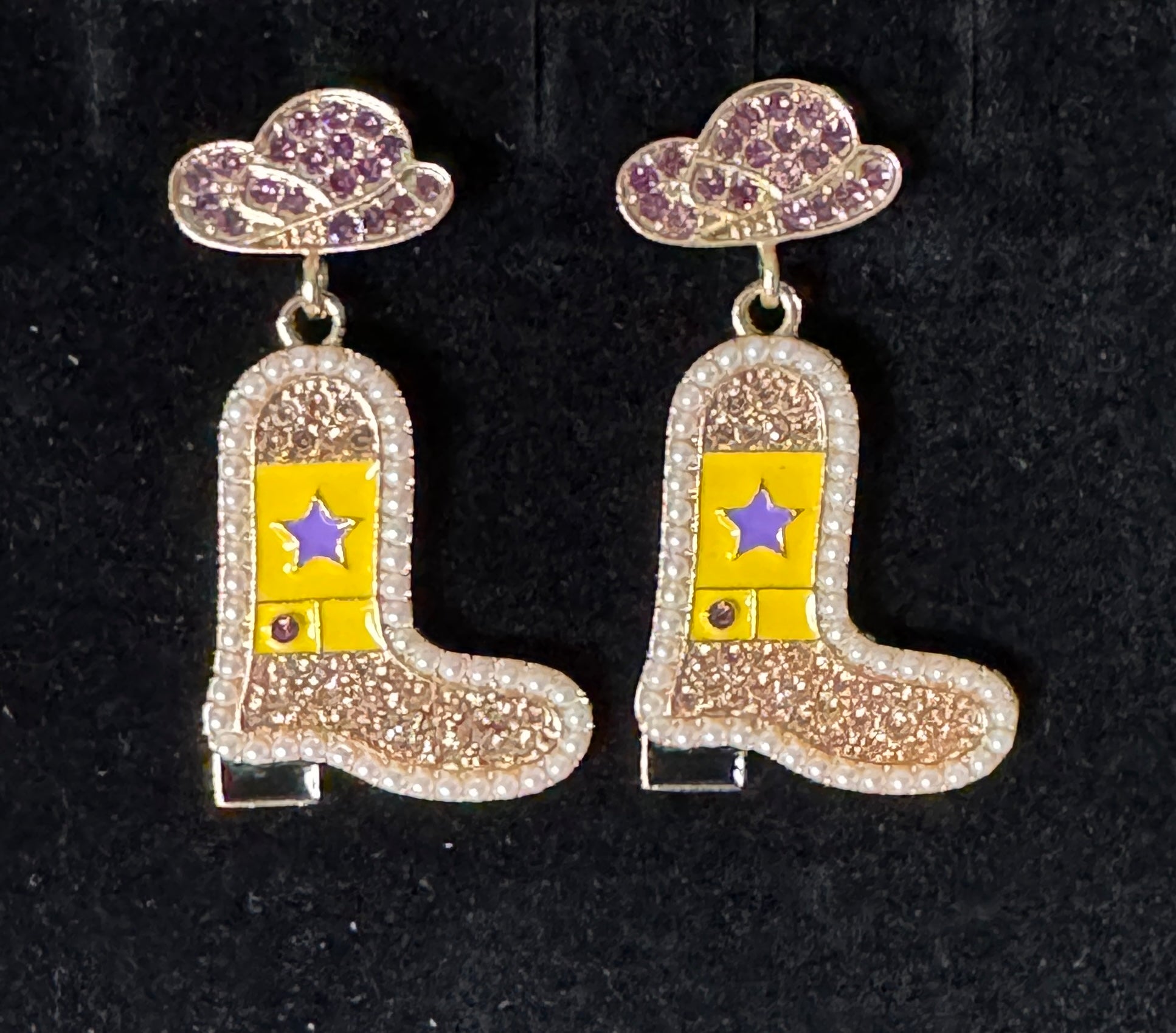 Cowgirl Boot Crystal Drop Earrings #4
