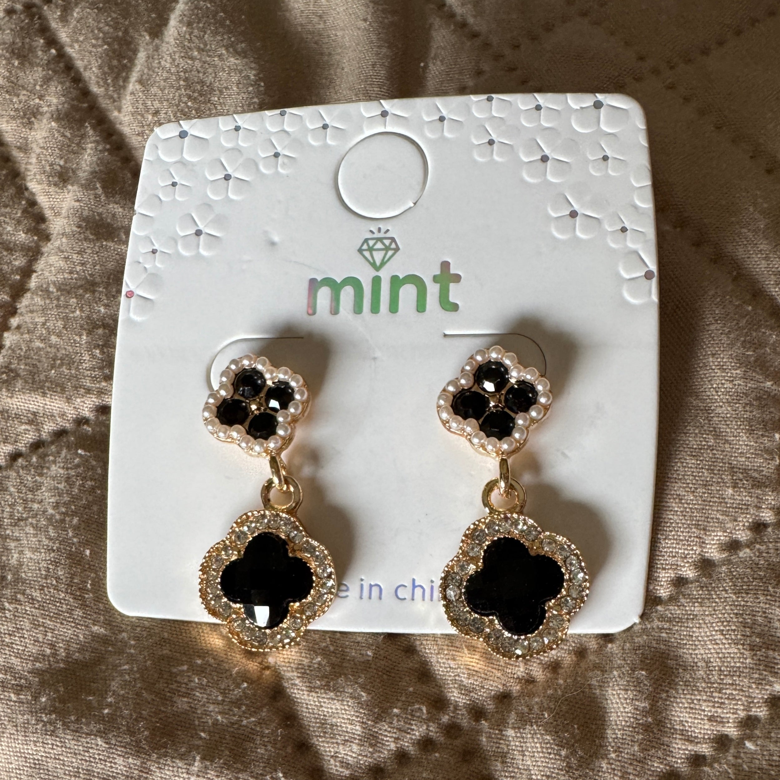 Double Clover Crystal Drop Earrings #2