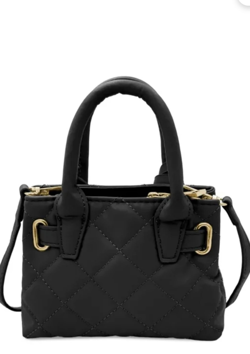 Badgley Mischka Black Quilted Mini Tote with Gold Lock