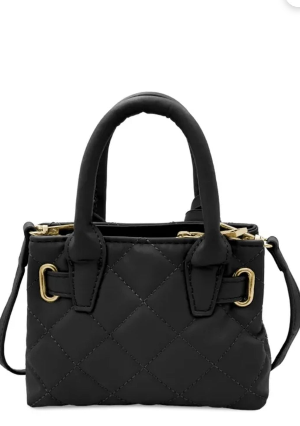 Badgley Mischka Black Quilted Mini Tote with Gold Lock