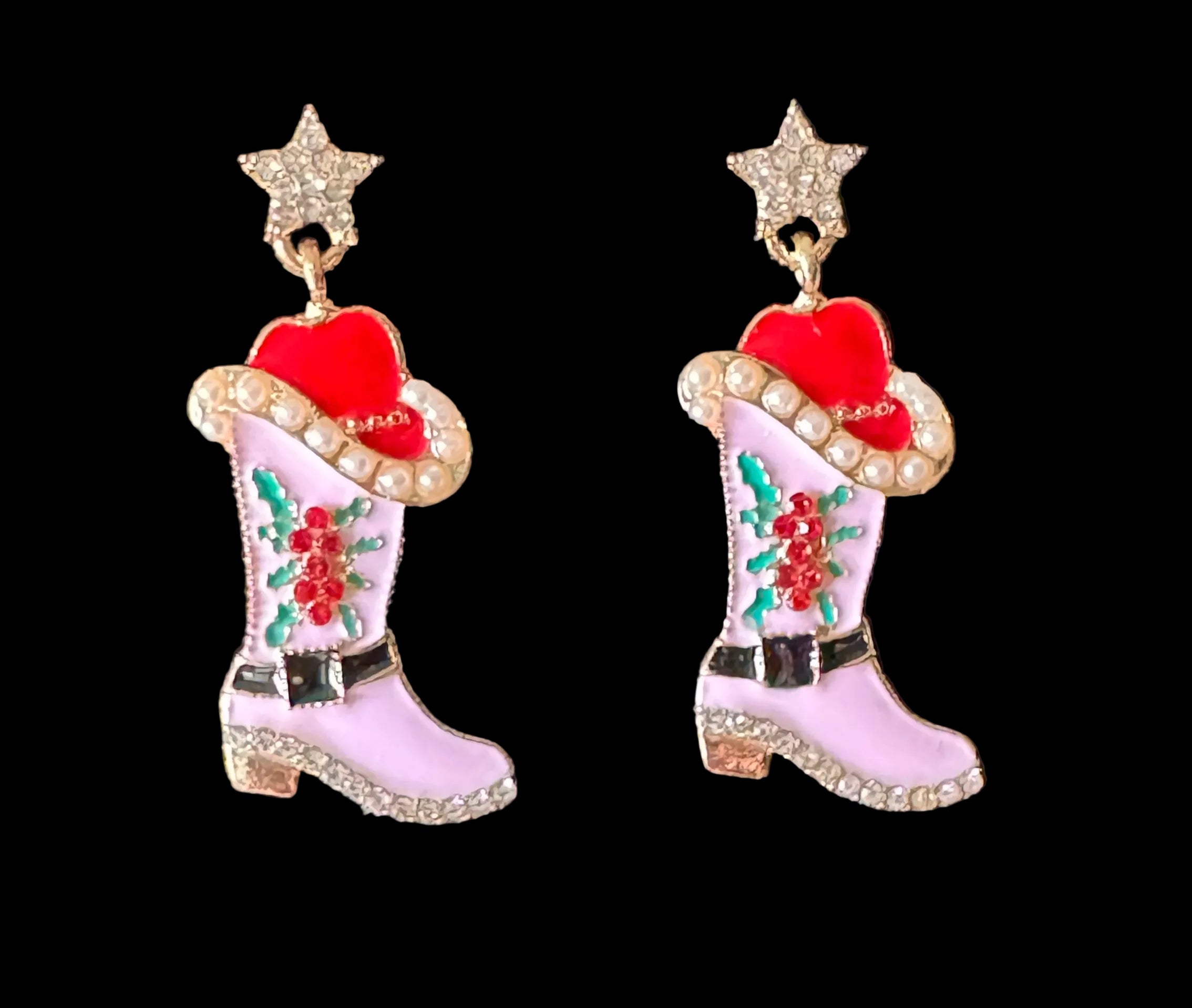 Western Santa Boot Drop Earrings #6