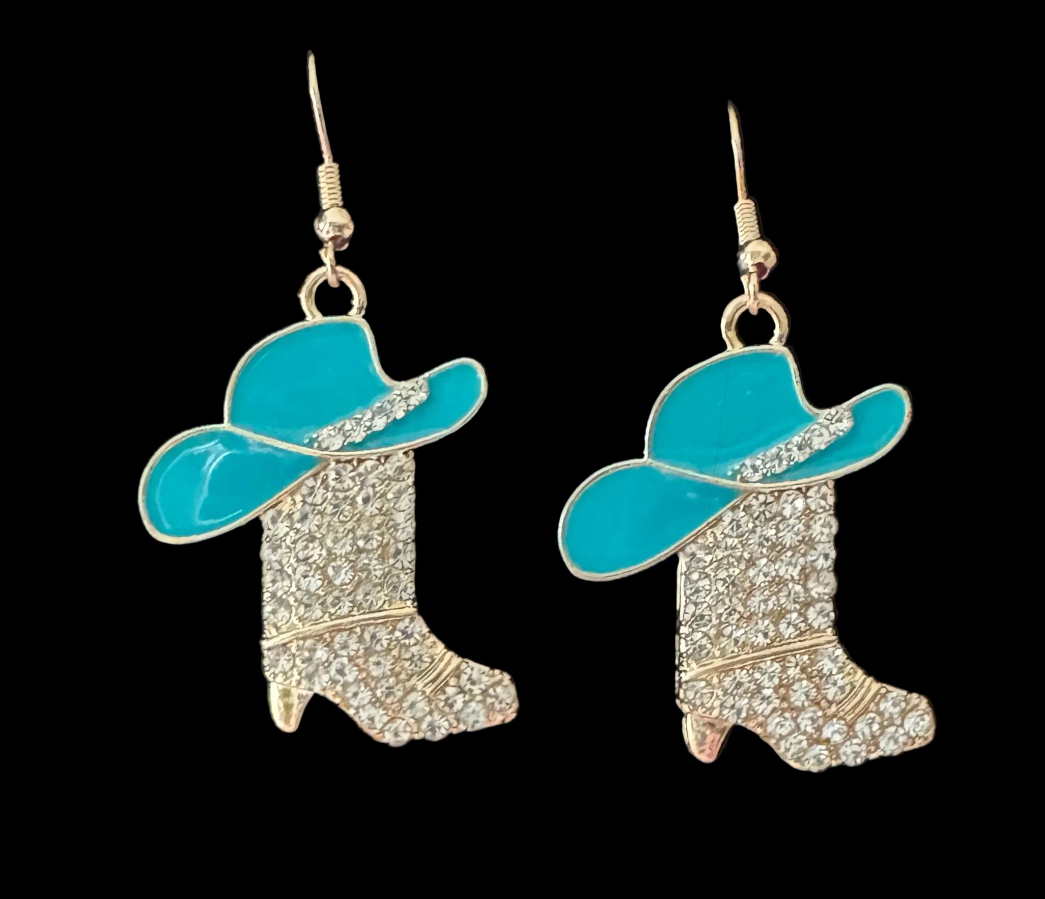Rhinestone Cowboy Boot & Hat Dangle Earrings #10