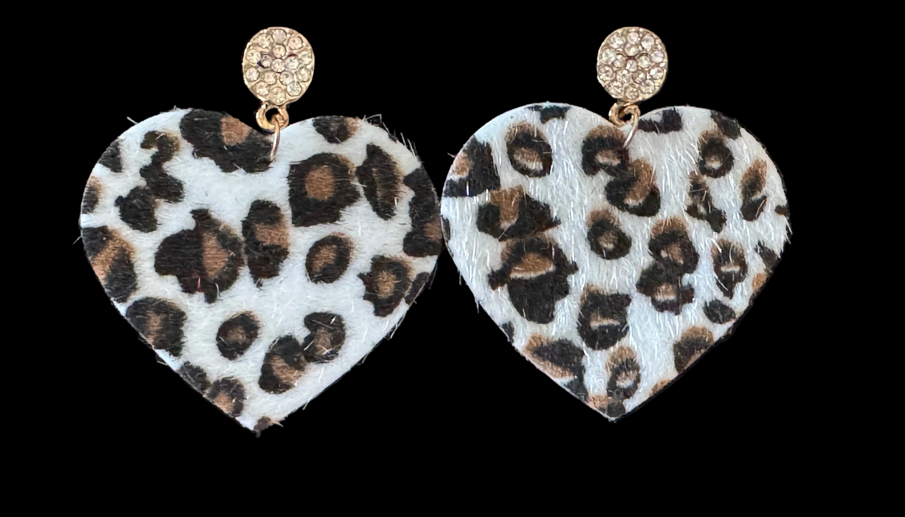 Earrings-Leopard Heart Statement Earrings #V15