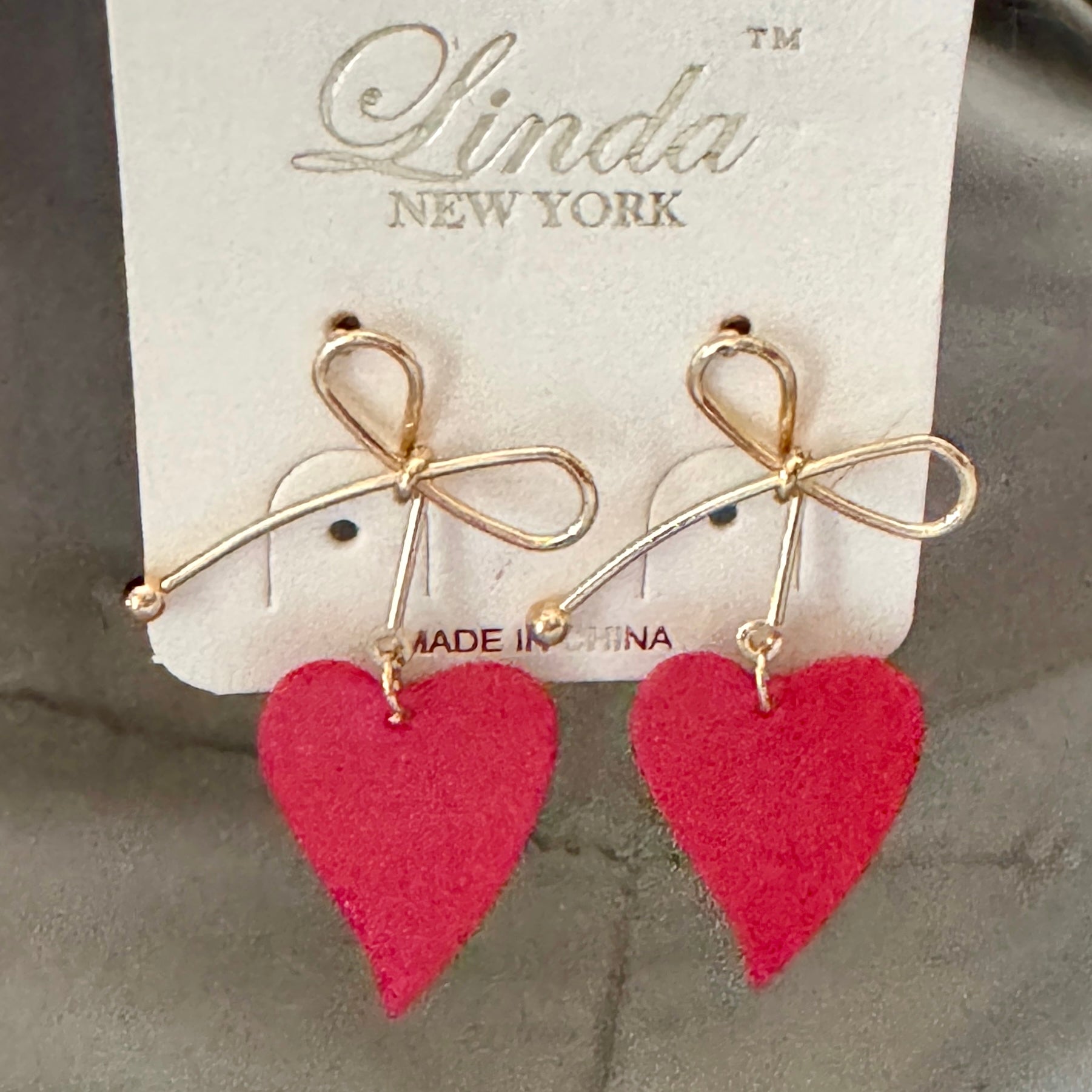 Earrings-Bow Heart Drop – Linda New York #V14