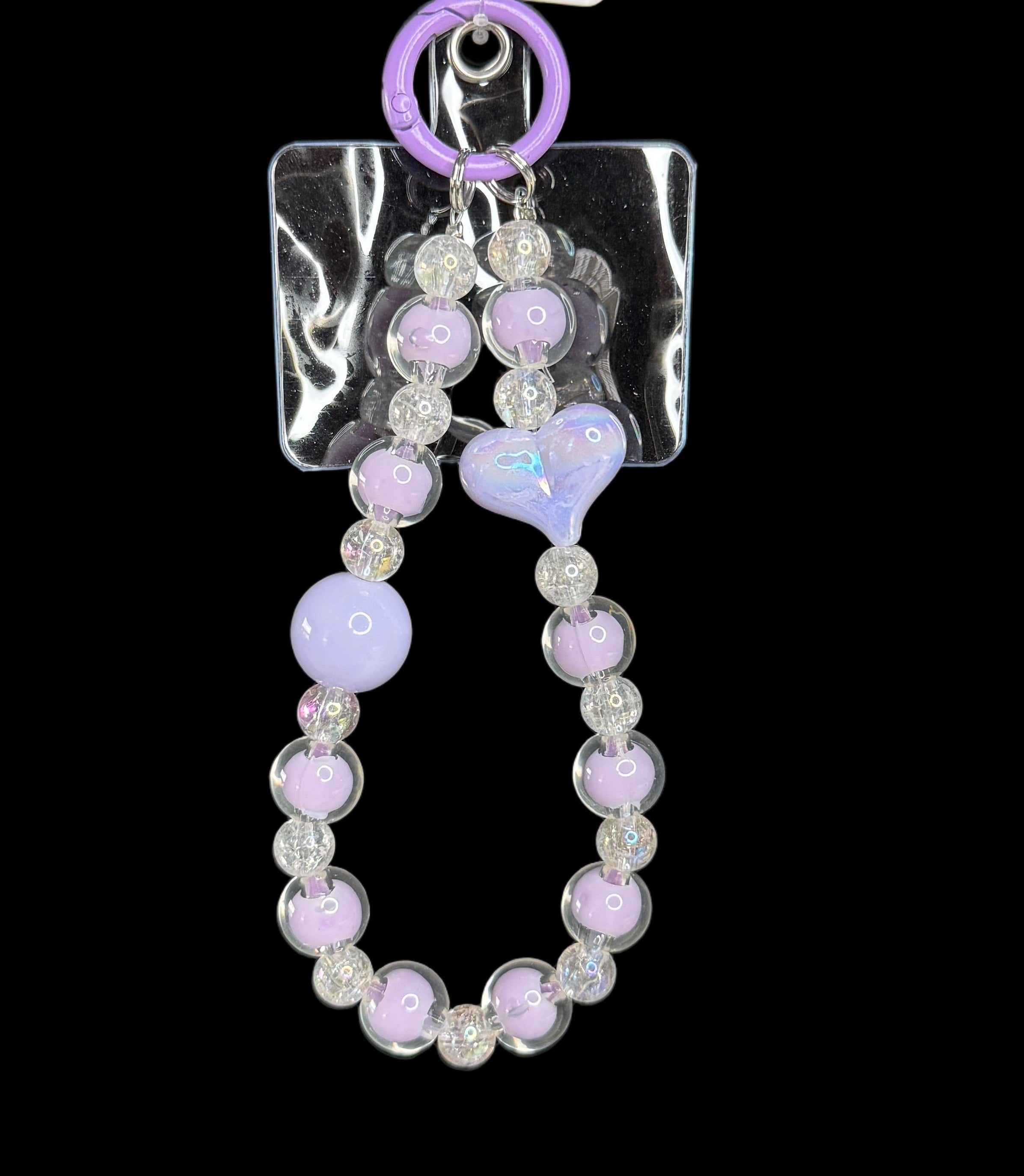 Beaded Heart Phone Charm – Pastel Collection