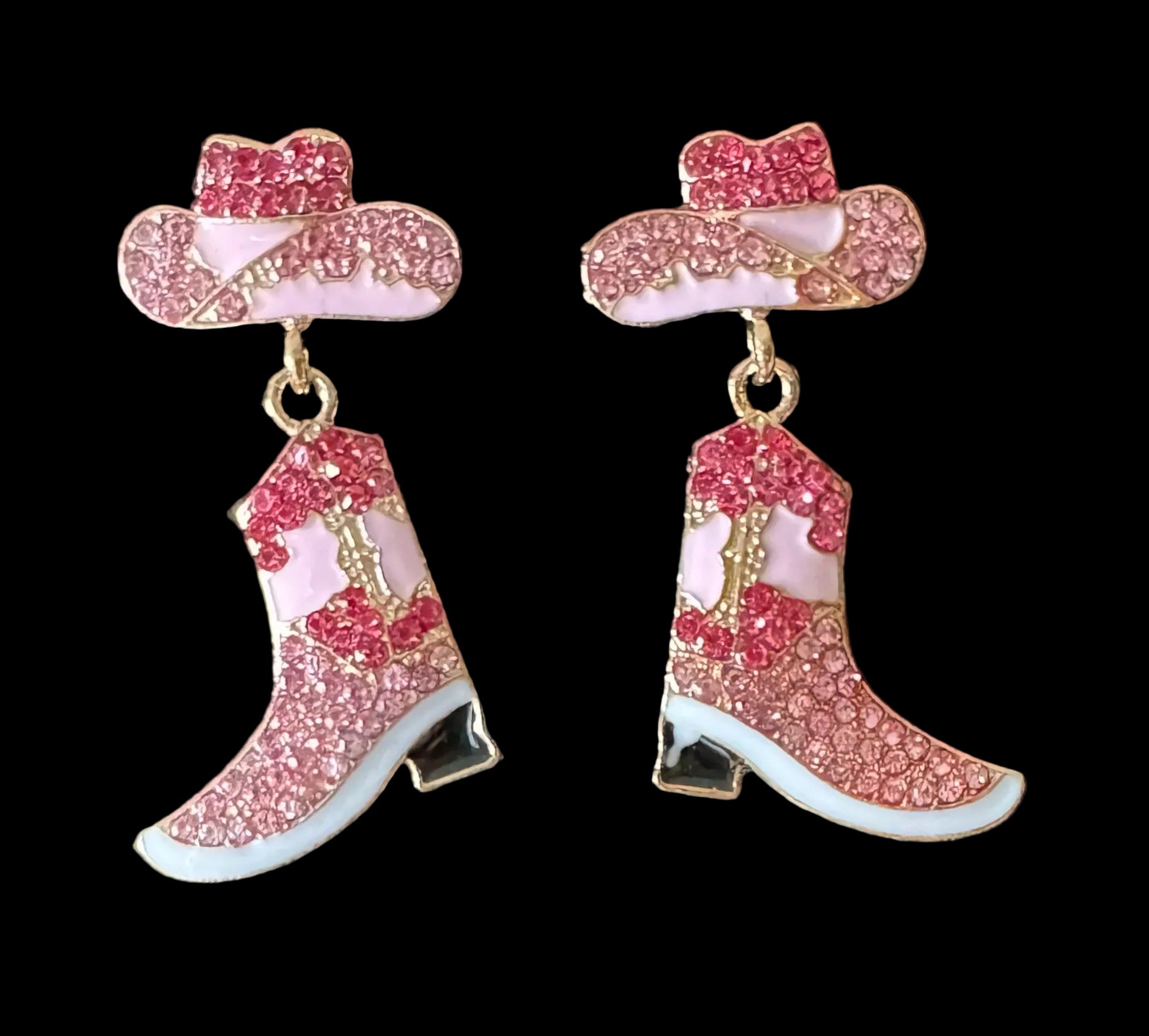 Rhinestone Cowgirl Boot & Hat Dangle Earrings #11