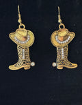Cowboy Boot & Hat Rhinestone Drop Earrings #8