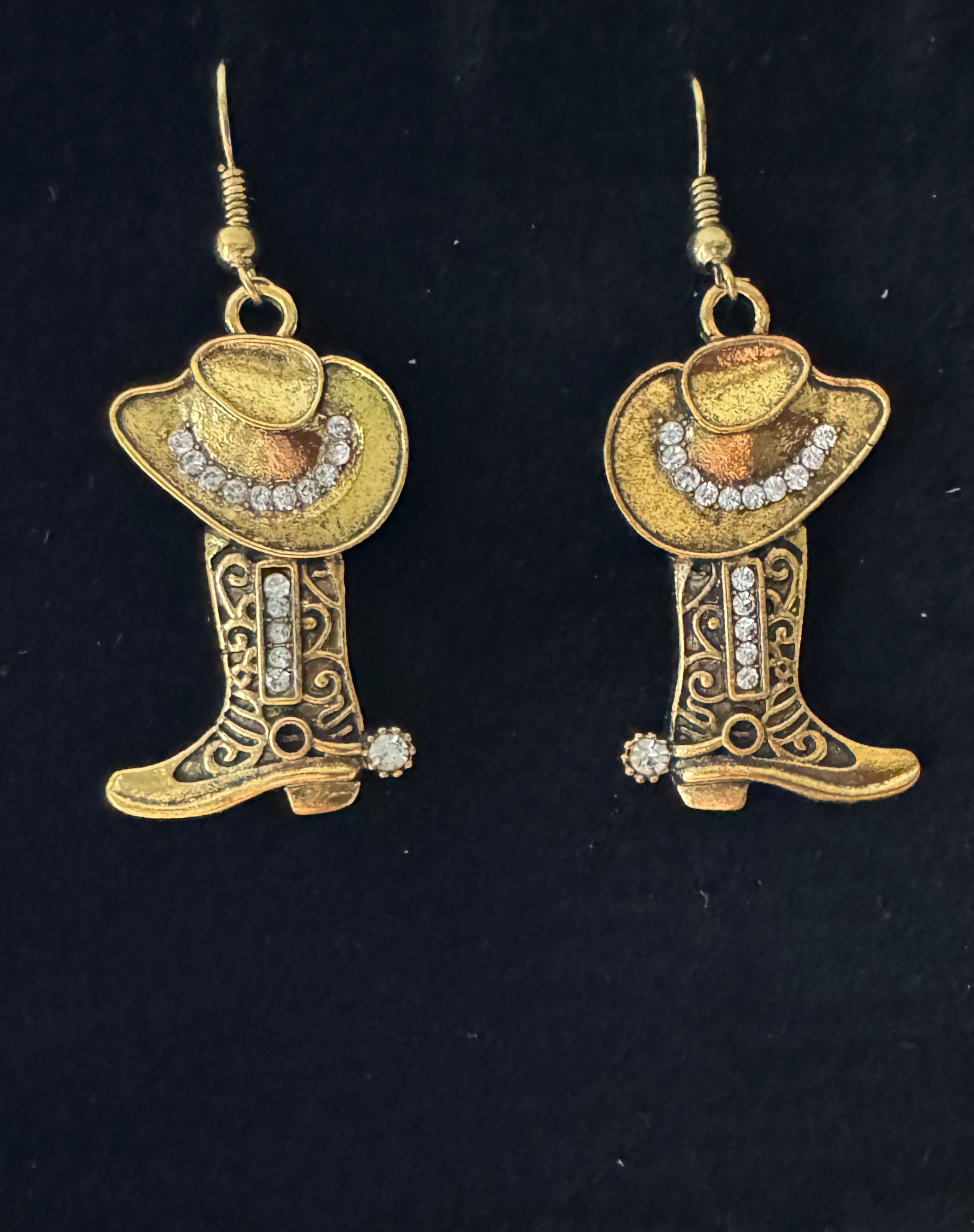 Cowboy Boot & Hat Rhinestone Drop Earrings #8