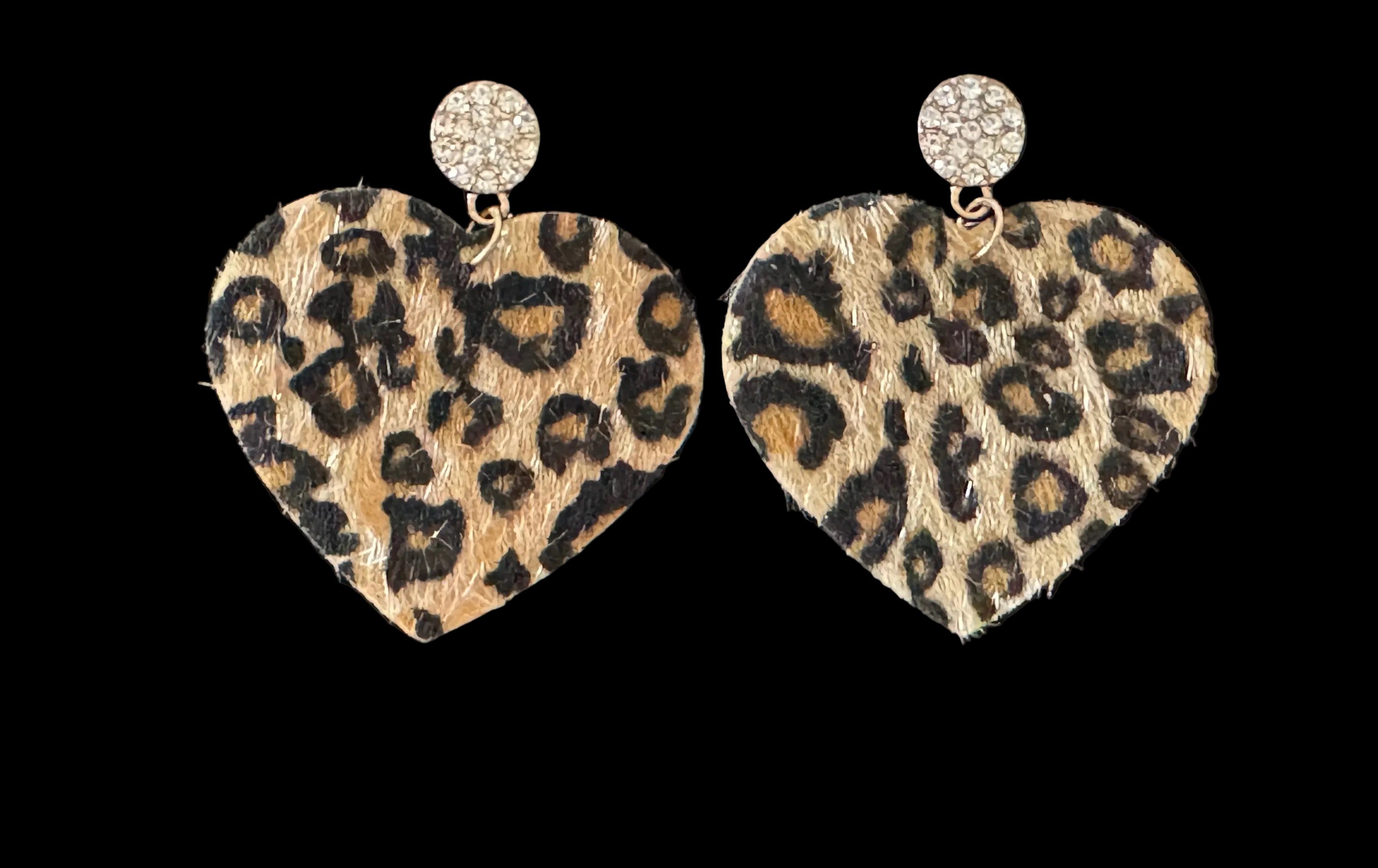 Earrings-Leopard Heart Statement Earrings #V15