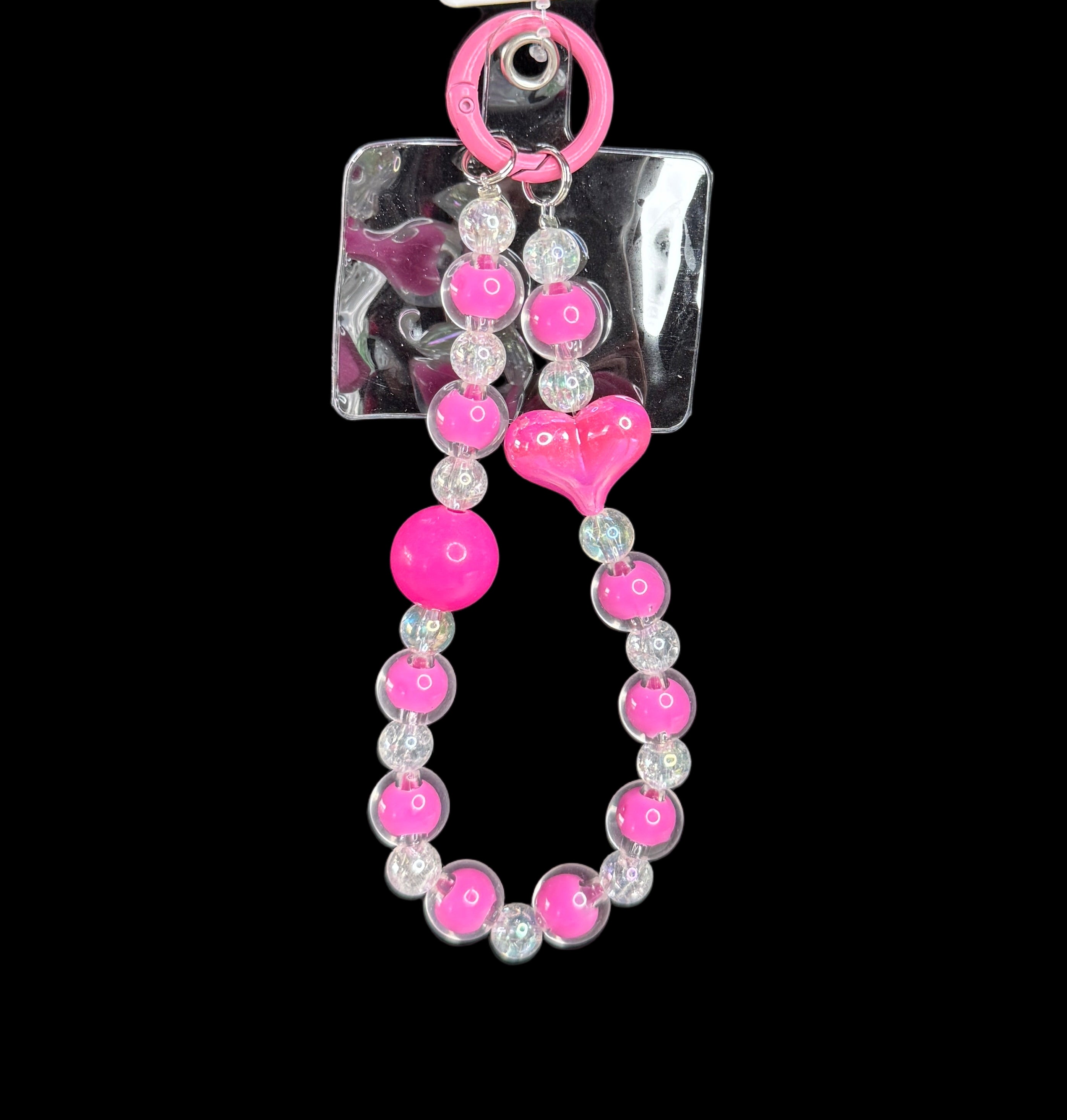 Beaded Heart Phone Charm – Pastel Collection