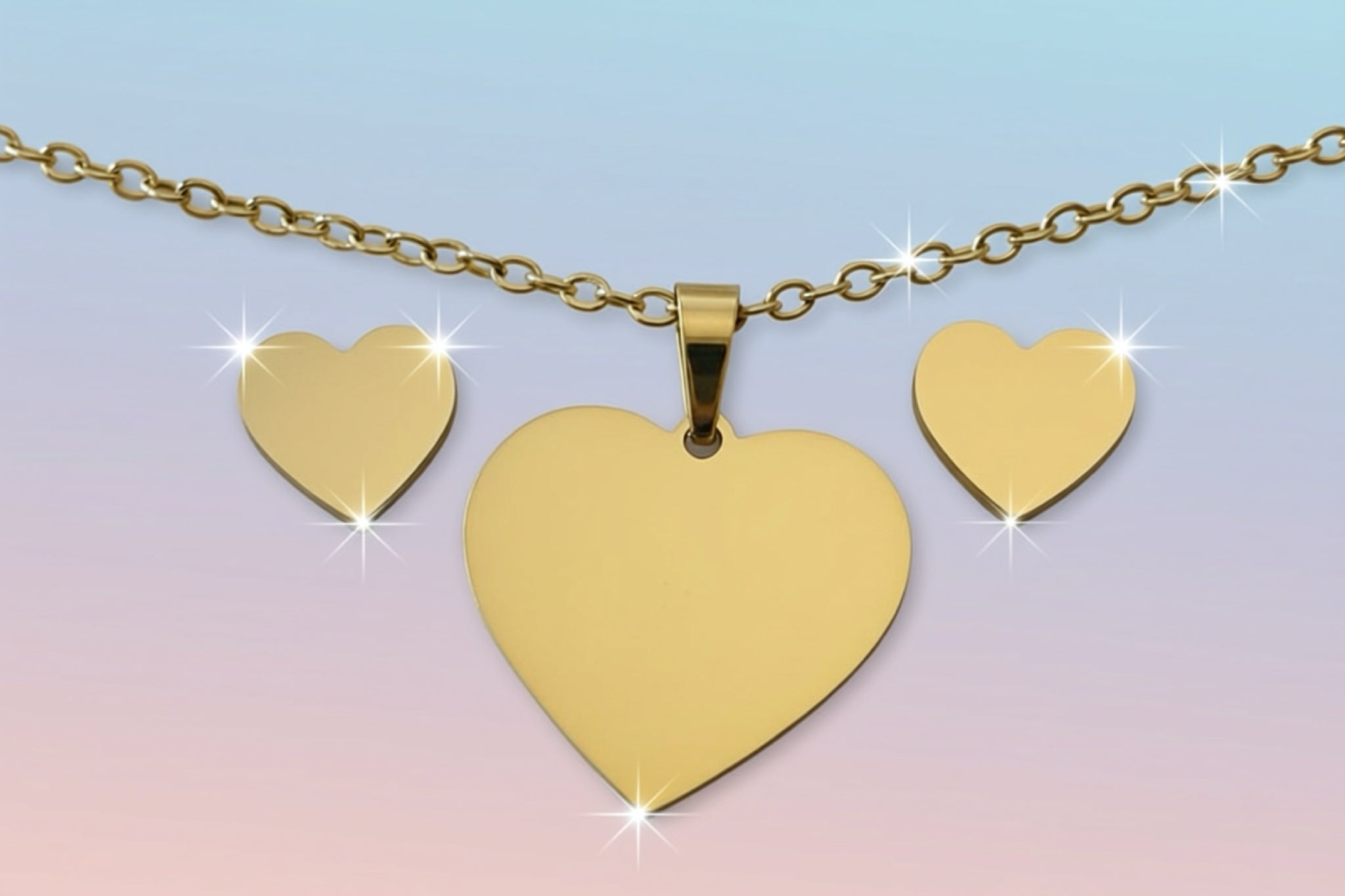 Jewelry-Triple Heart Layered Pendant Necklace — Gold or Silver #V9