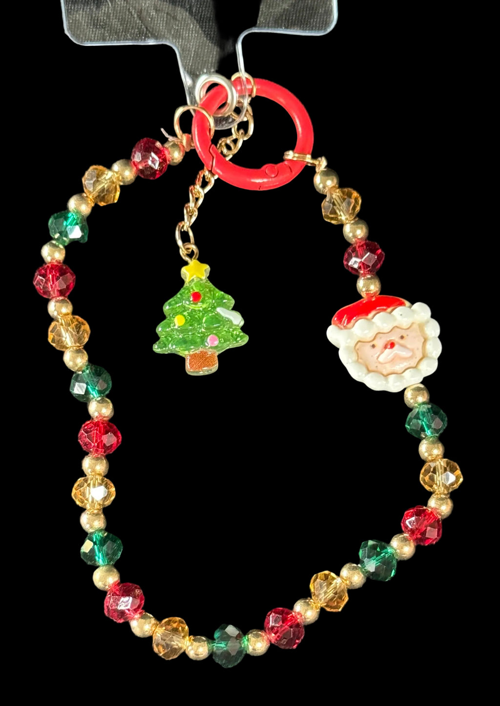 Holiday Beaded Wristlet Keychain/Phone Wristlet– Assorted Christmas Charms