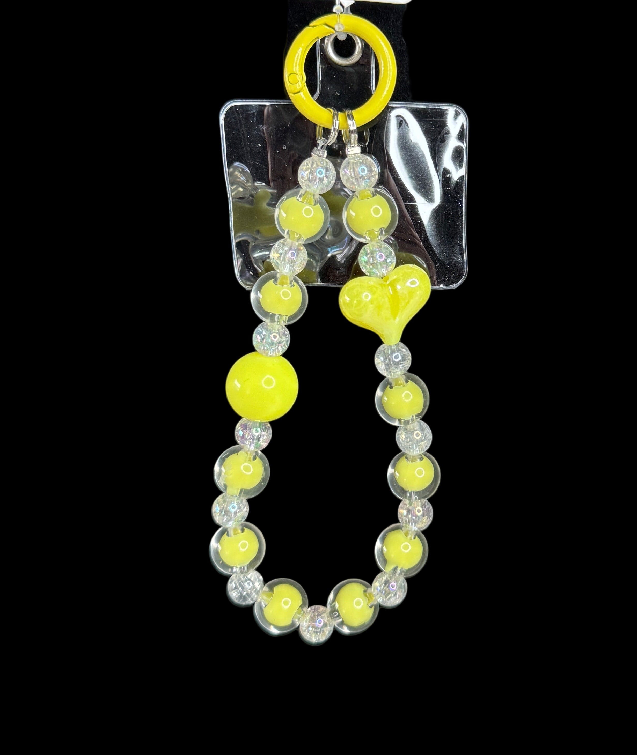 Beaded Heart Phone Charm – Pastel Collection