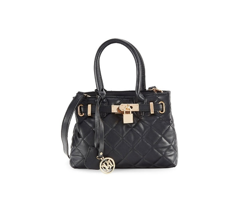 Badgley Mischka Black Quilted Lock Tote — Full Size