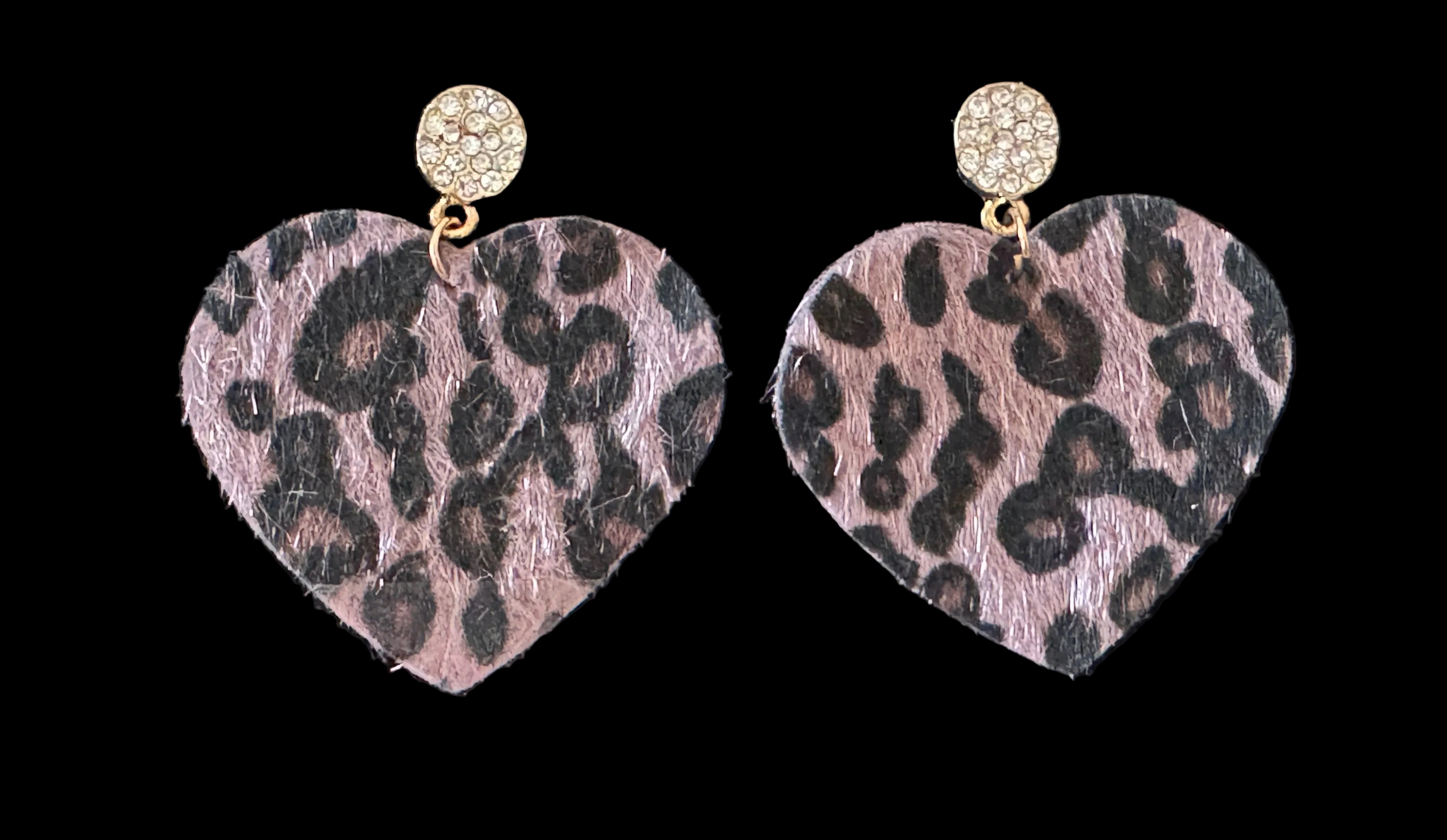 Earrings-Leopard Heart Statement Earrings #V15
