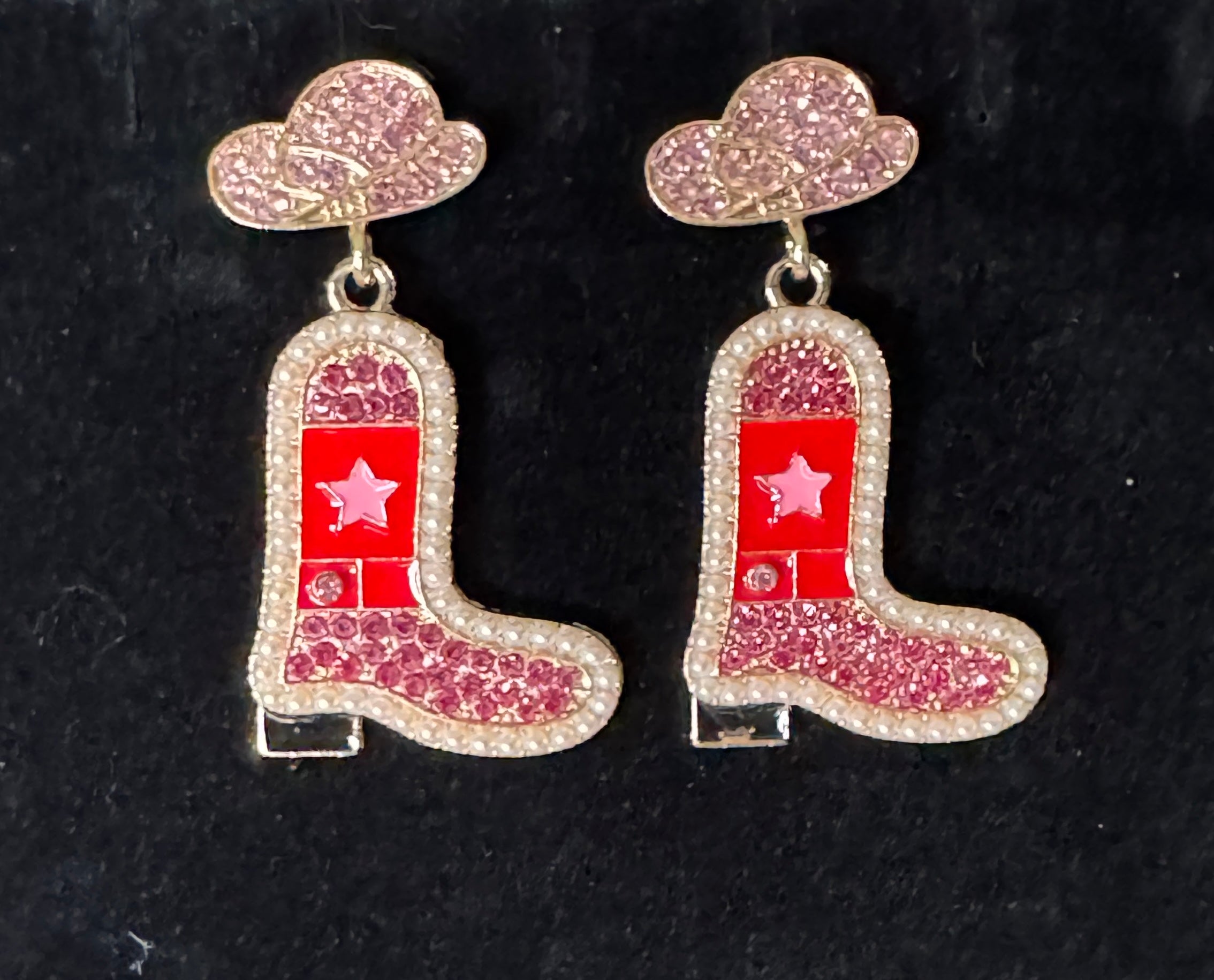 Cowgirl Boot Crystal Drop Earrings #4