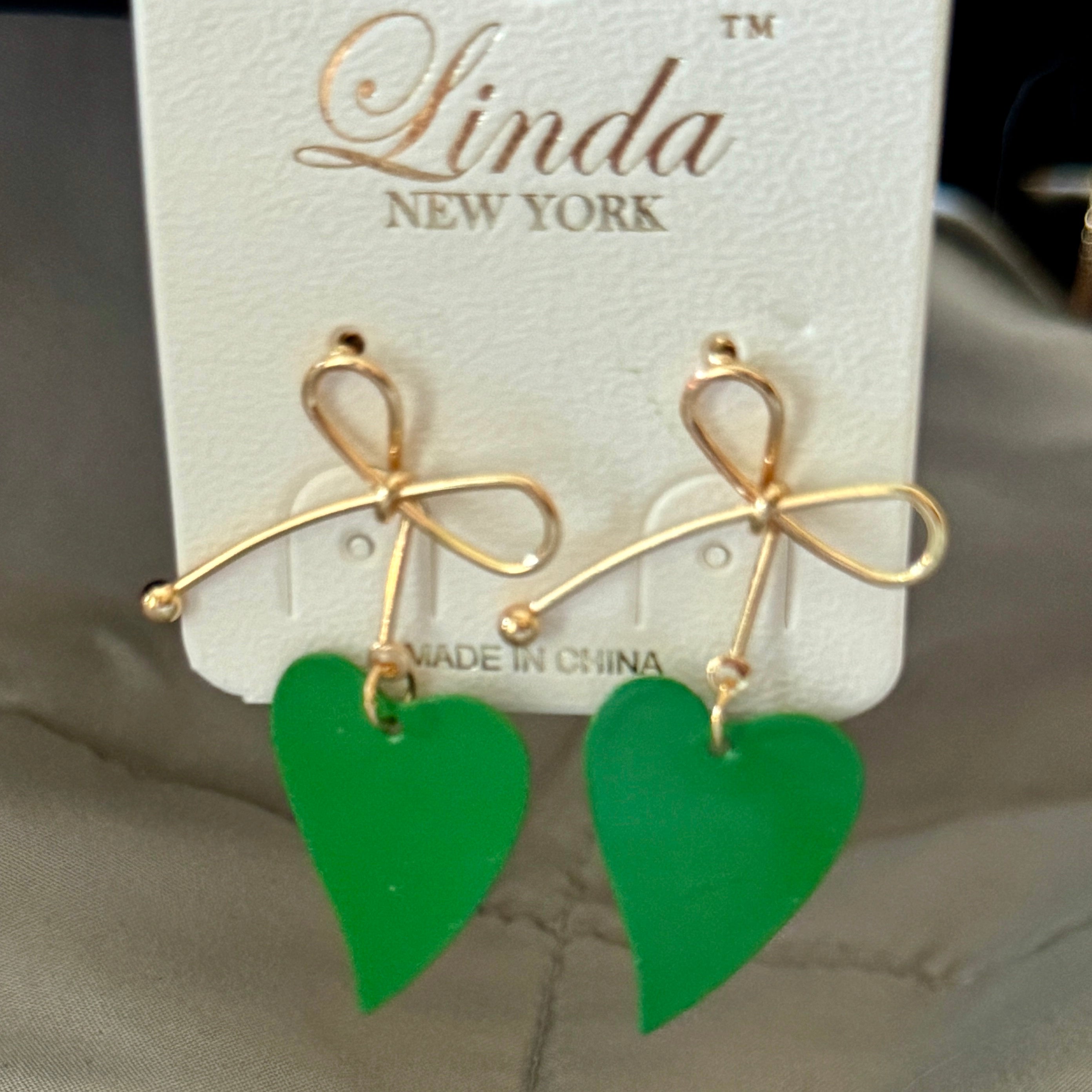 Earrings-Bow Heart Drop – Linda New York #V14