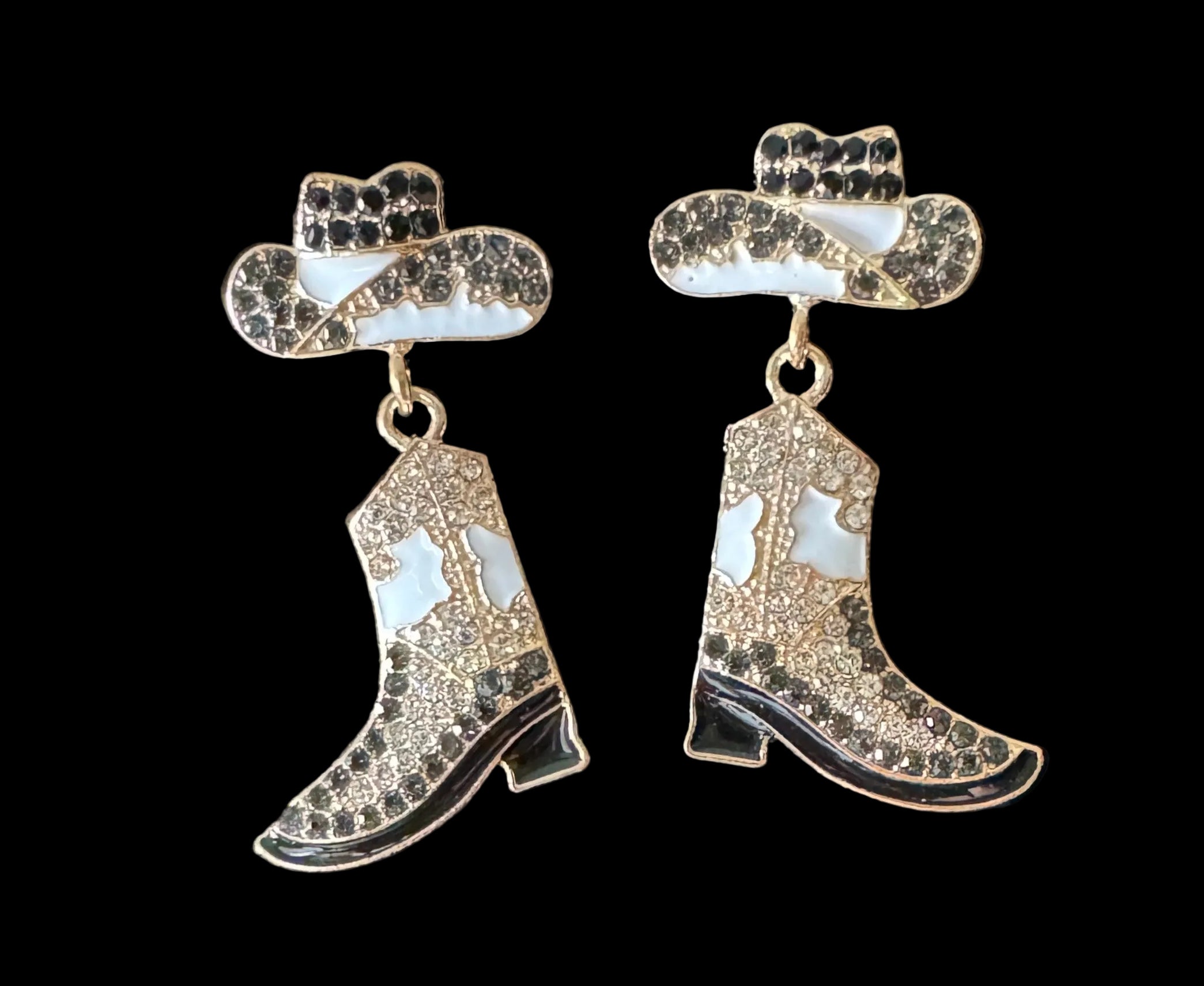 Rhinestone Cowgirl Boot & Hat Dangle Earrings #11