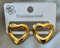 Earrings-Stainless Steel Open Heart Stud — Silver or Gold #V10