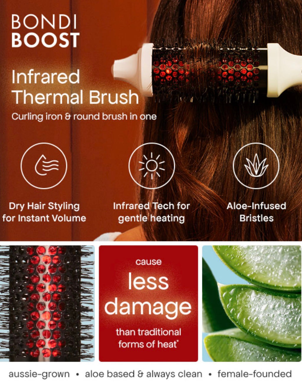 Infrared Hot Air Round Brush – Volumizing Hair Dryer & Styler