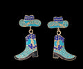 Rhinestone Cowgirl Boot & Hat Dangle Earrings #11