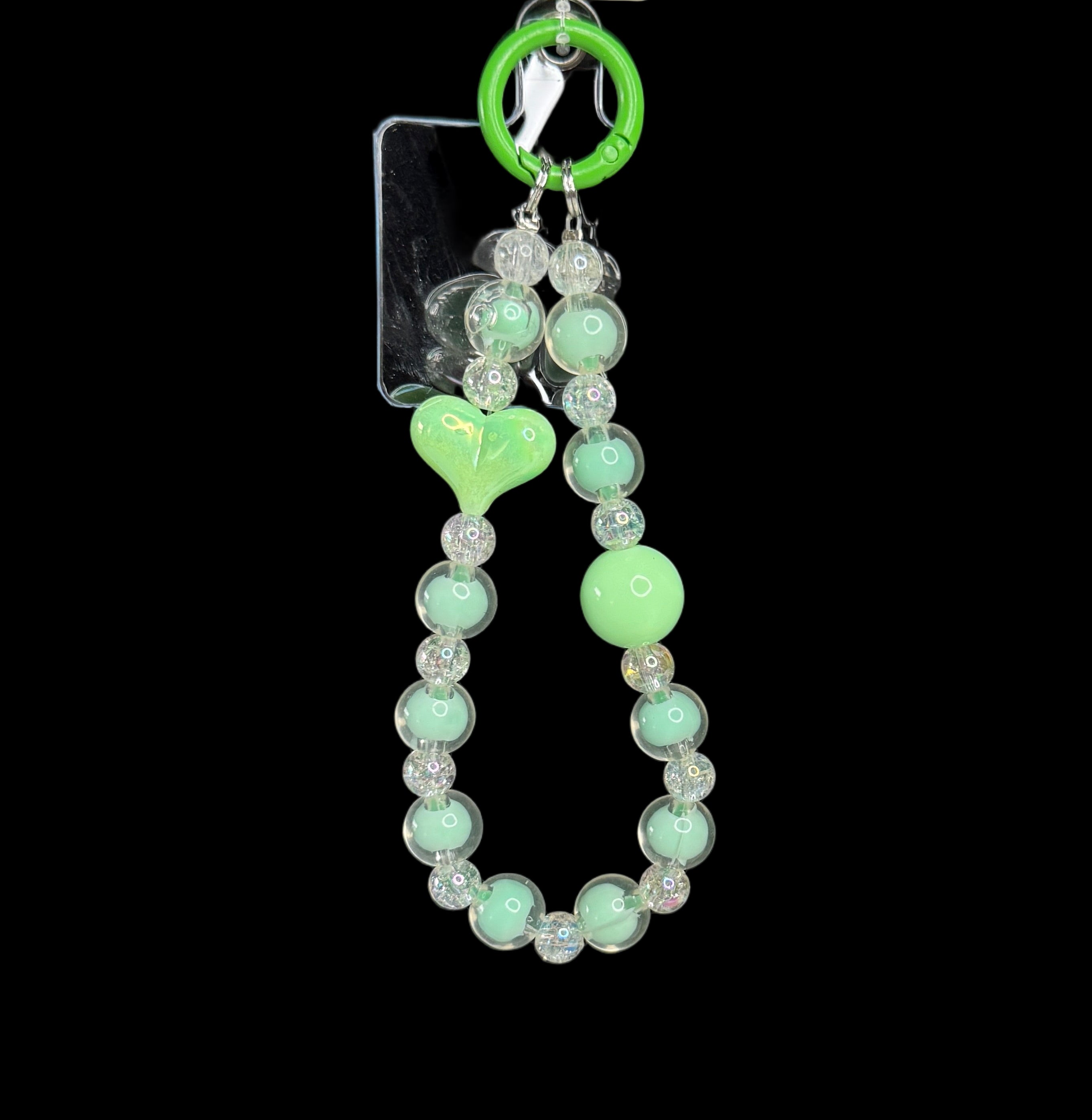 Beaded Heart Phone Charm – Pastel Collection