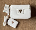 Valentino Orlandi White Crossbody Bag – Gold V Emblem