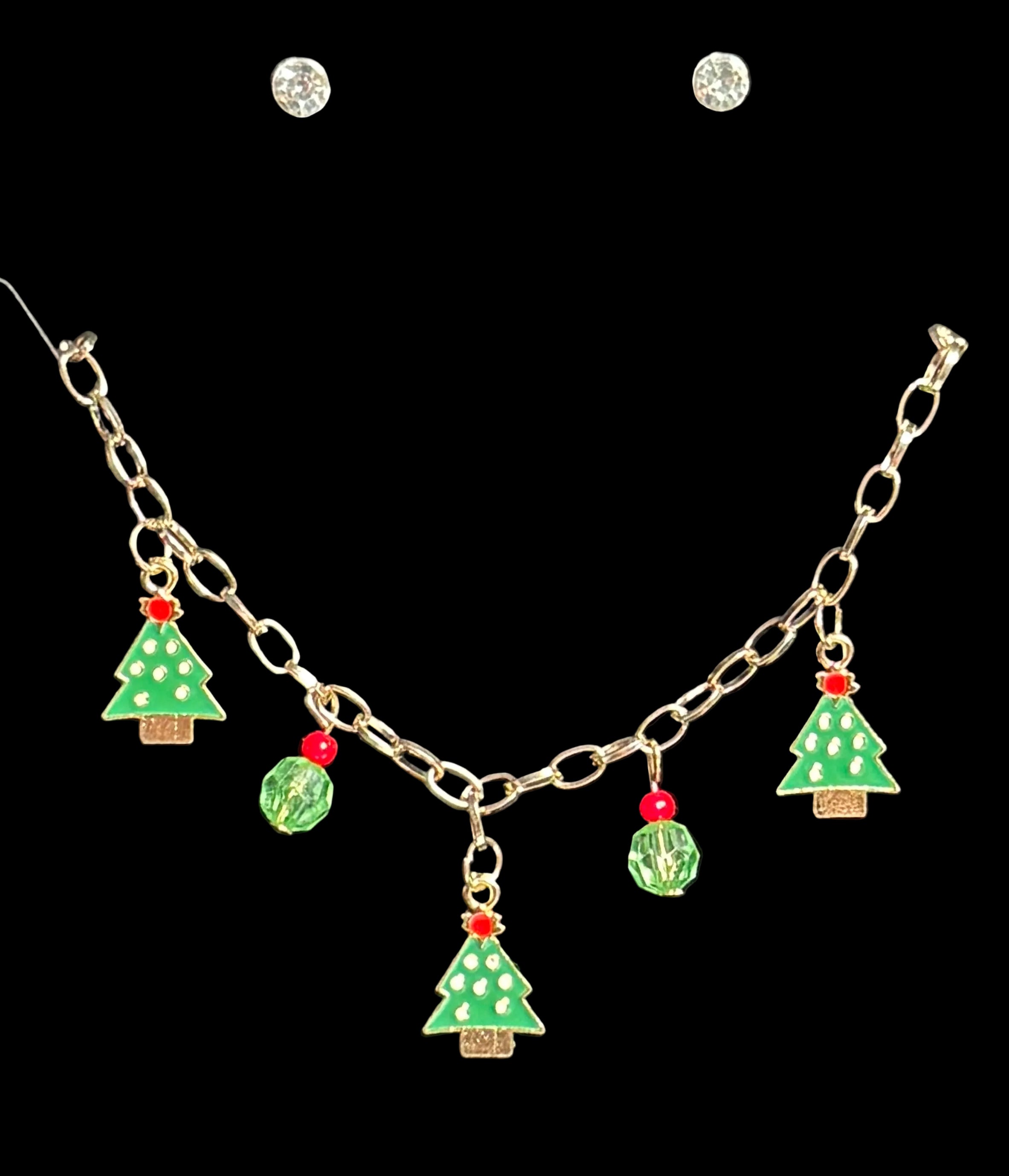 Christmas Charm Necklace & Earring Set – Festive Holiday Jewelry