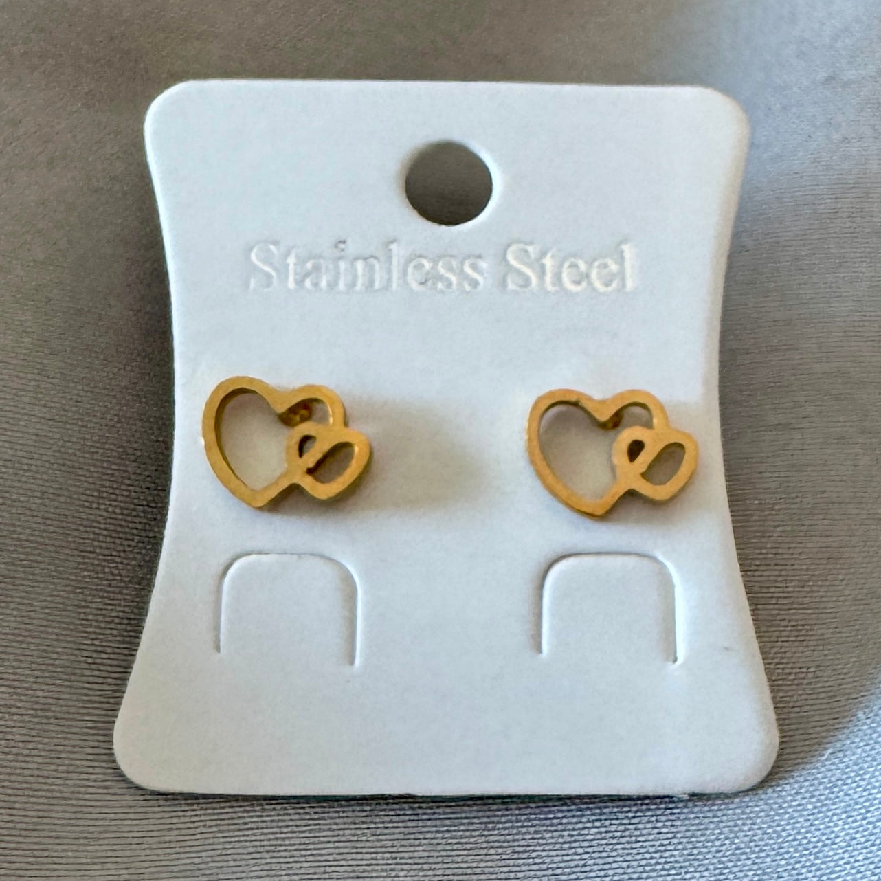 Earrings-Stainless Steel Heart Script Stud — Multiple Styles
