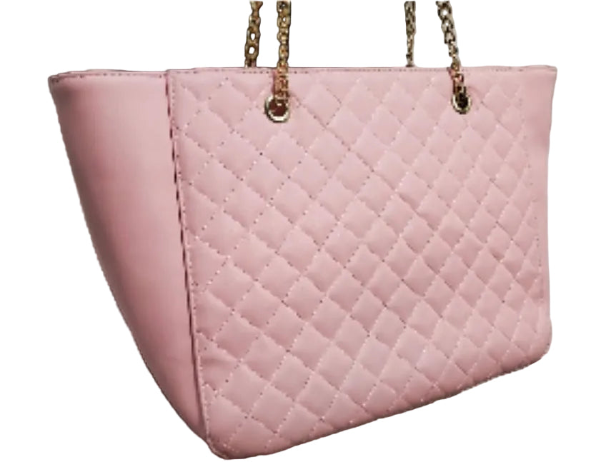BADGLEY MISCHKA Pink Quilted Tote Bag.