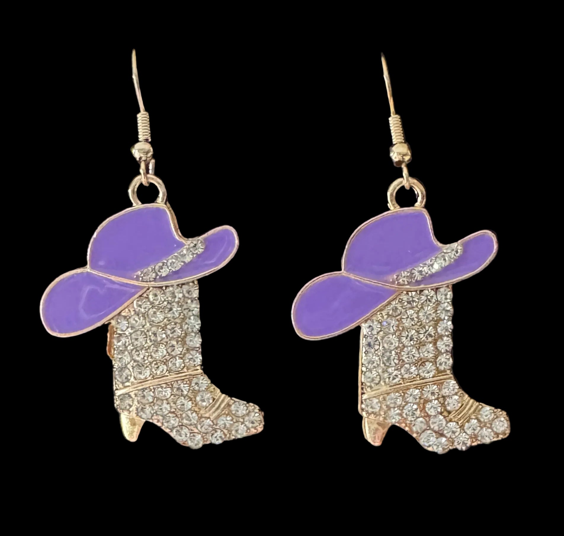 Rhinestone Cowboy Boot & Hat Dangle Earrings #10