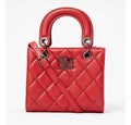 Badgley Mischka Red Quilted Mini Tote – Studded Detail