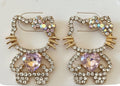 Earrings-HK Crystal Bow Cat Figure Heart Gemstone #V8