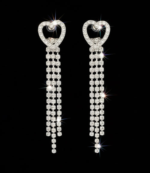 2-Earrings-Sparkling Heart Cascade