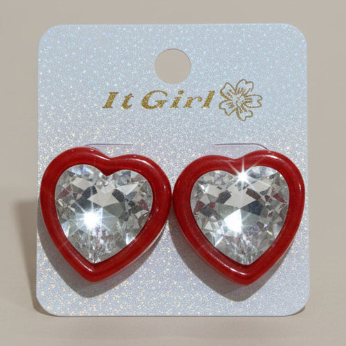 8-Earrings-Kawaii Heart Gem Stud Earrings