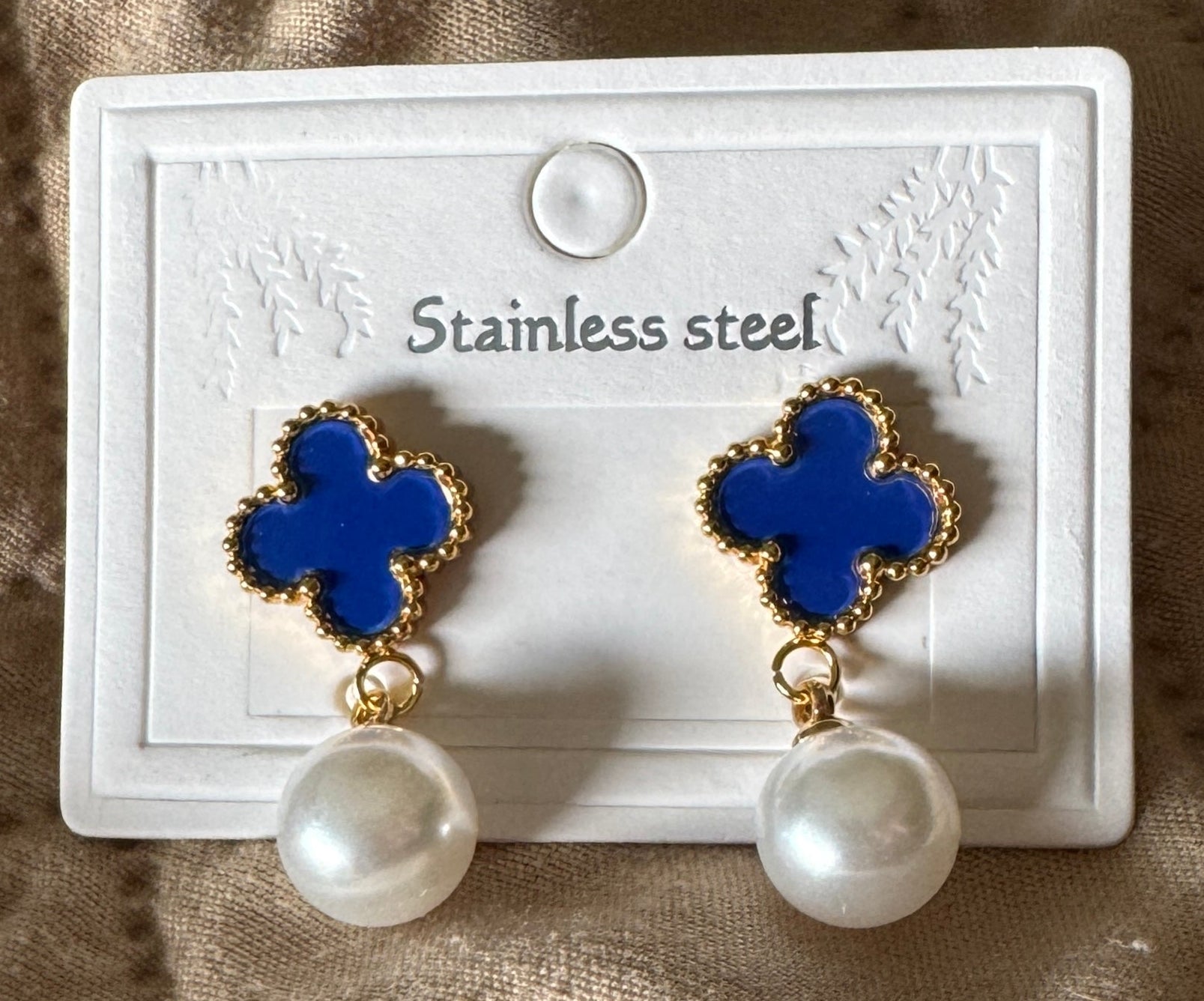 Clover Pearl Drop Earrings – Stainless Steel #1