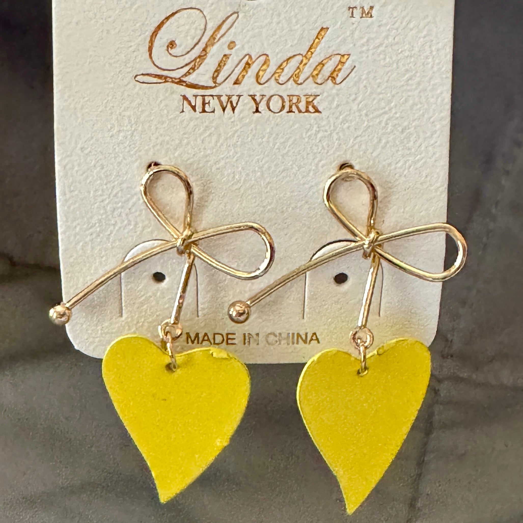 Earrings-Bow Heart Drop – Linda New York #V14
