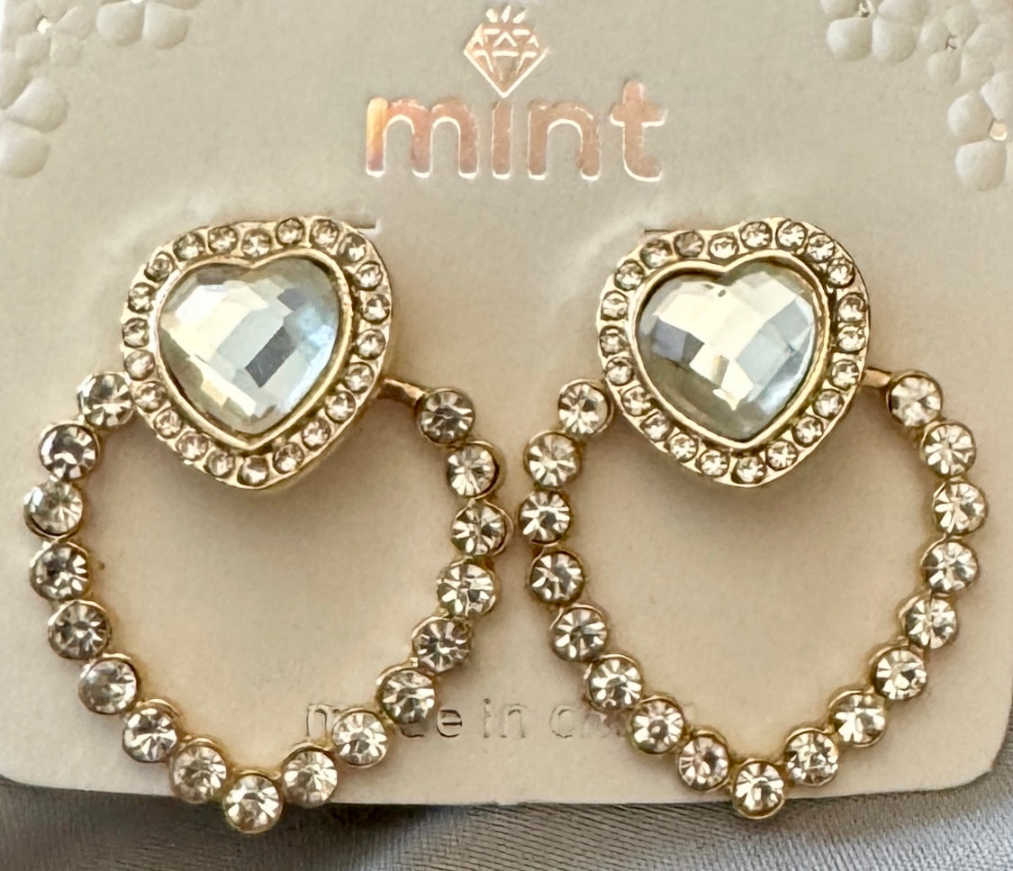 Earrings Vintage Heart Crystal Hoop – Multiple Colors