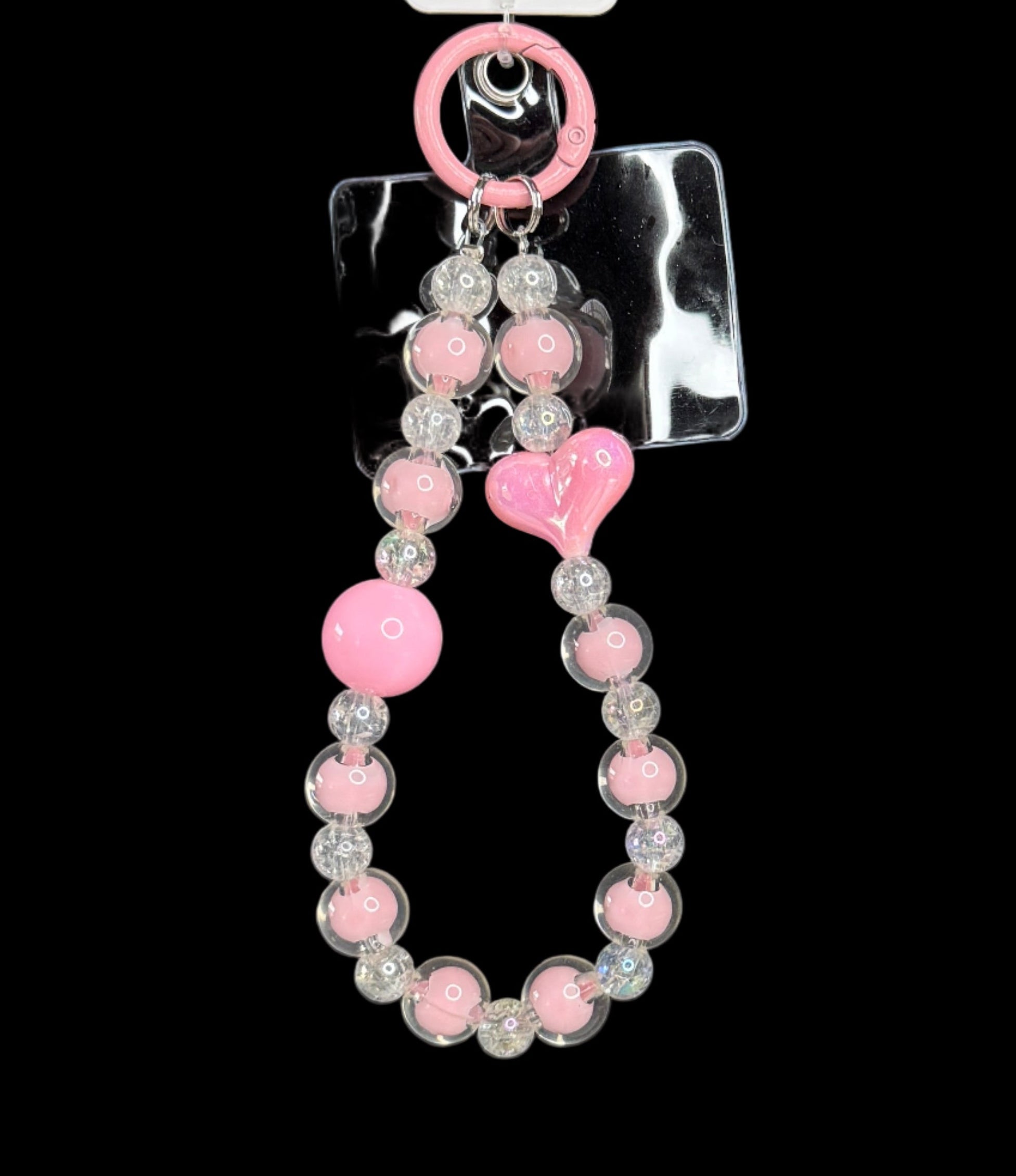 Beaded Heart Phone Charm – Pastel Collection