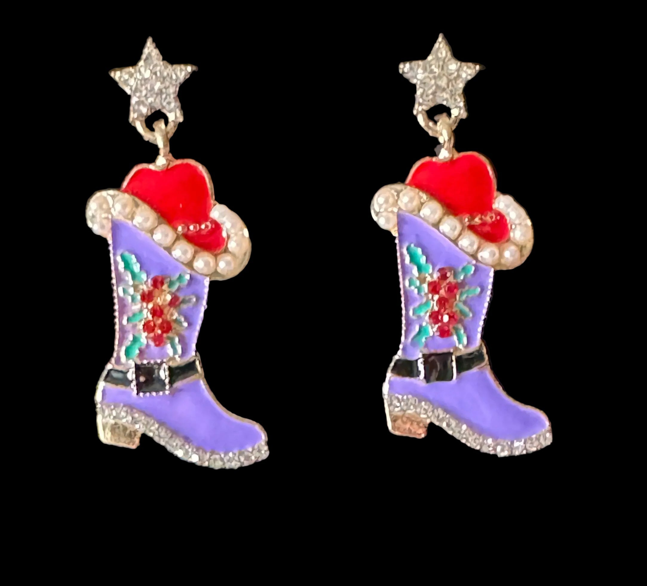 Western Santa Boot Drop Earrings #6